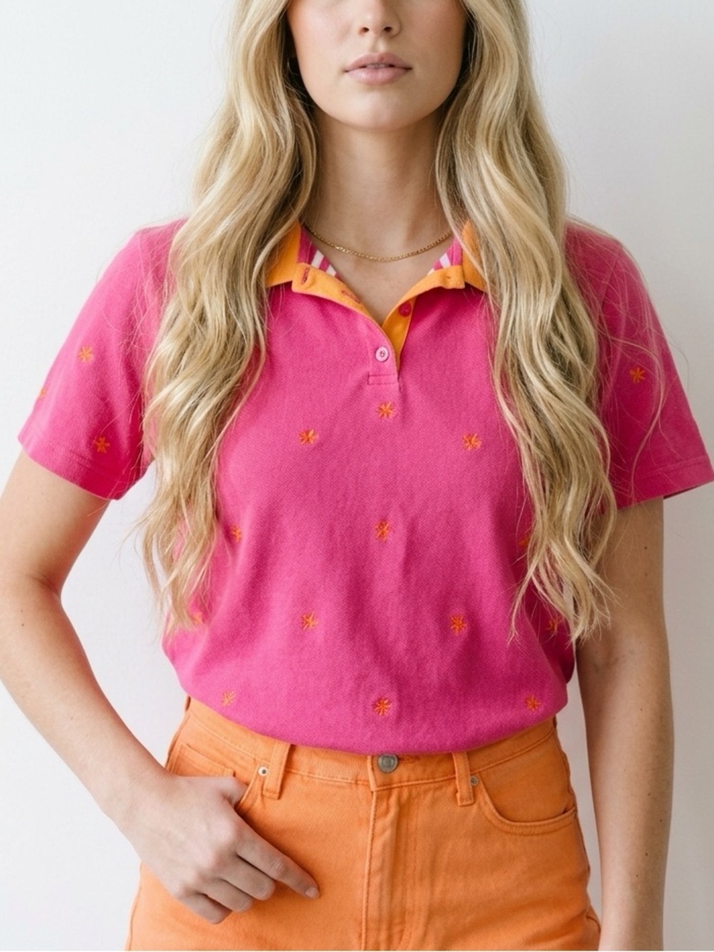 Vintage cotton embroidered cottagecore Quacker Factory polo shirt